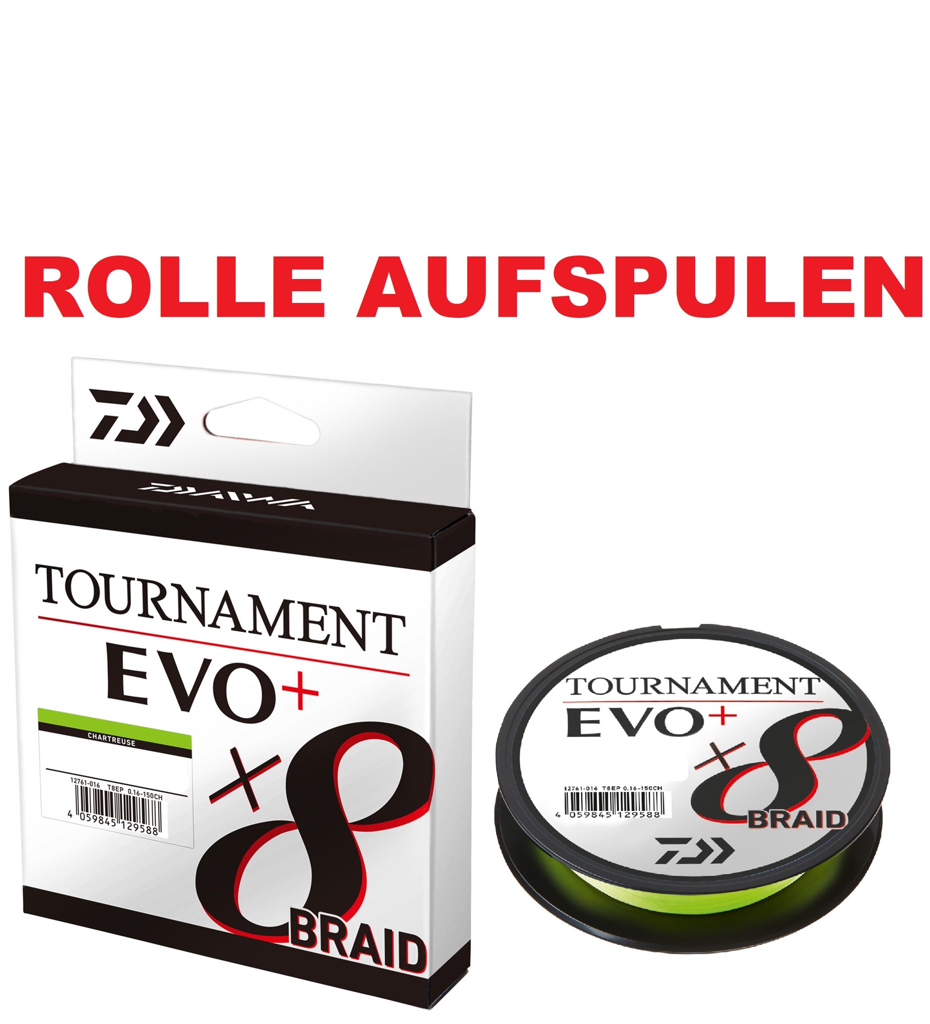 Image de ROLLE AUFSPULEN MIT DAIWA TOURNAMENT X8 BRAID EVO CHARTREUSE ca.150m