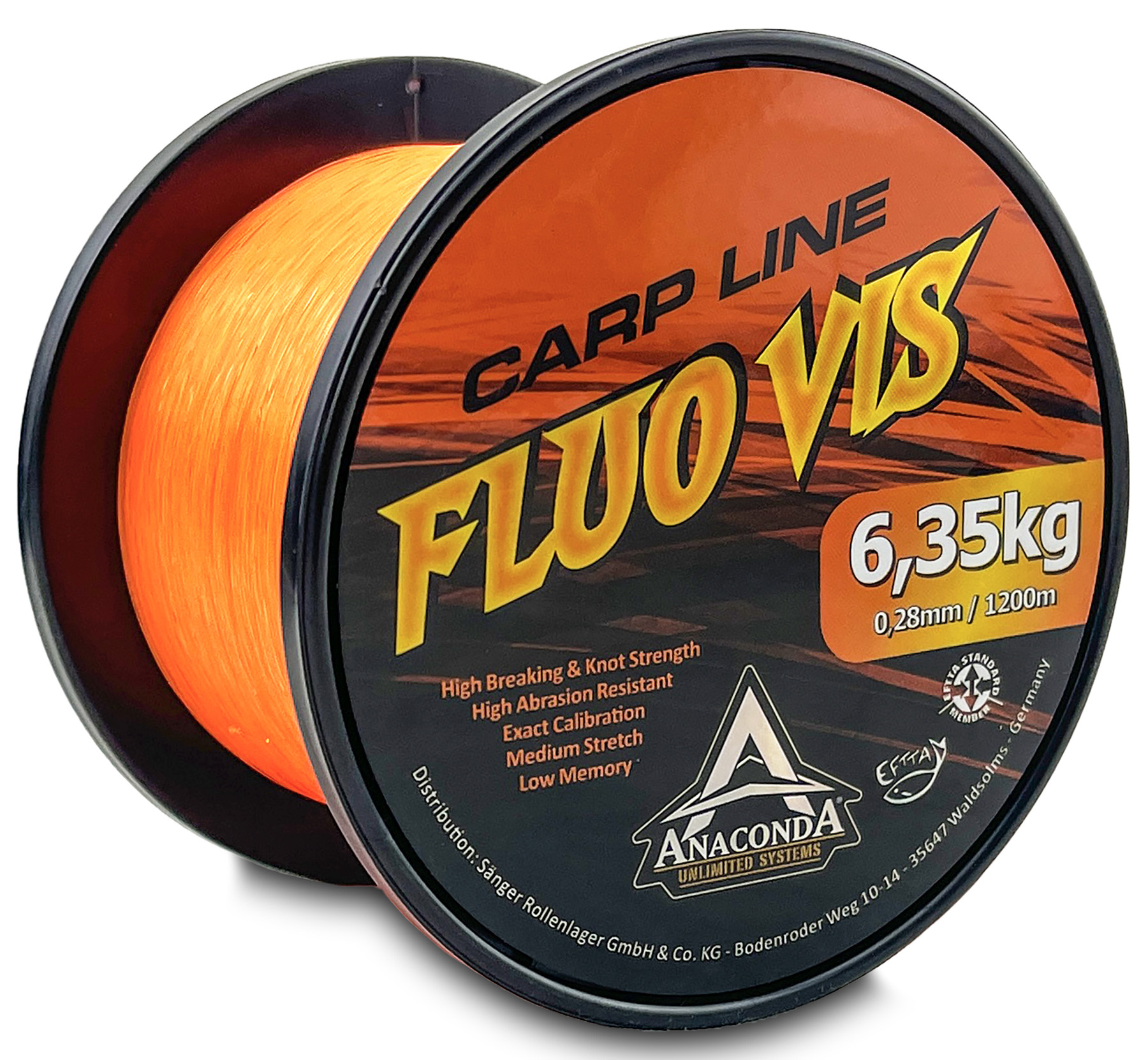 Bild von ANACONDA Fluovis Orange Carp Line 1.200m/0,26mm